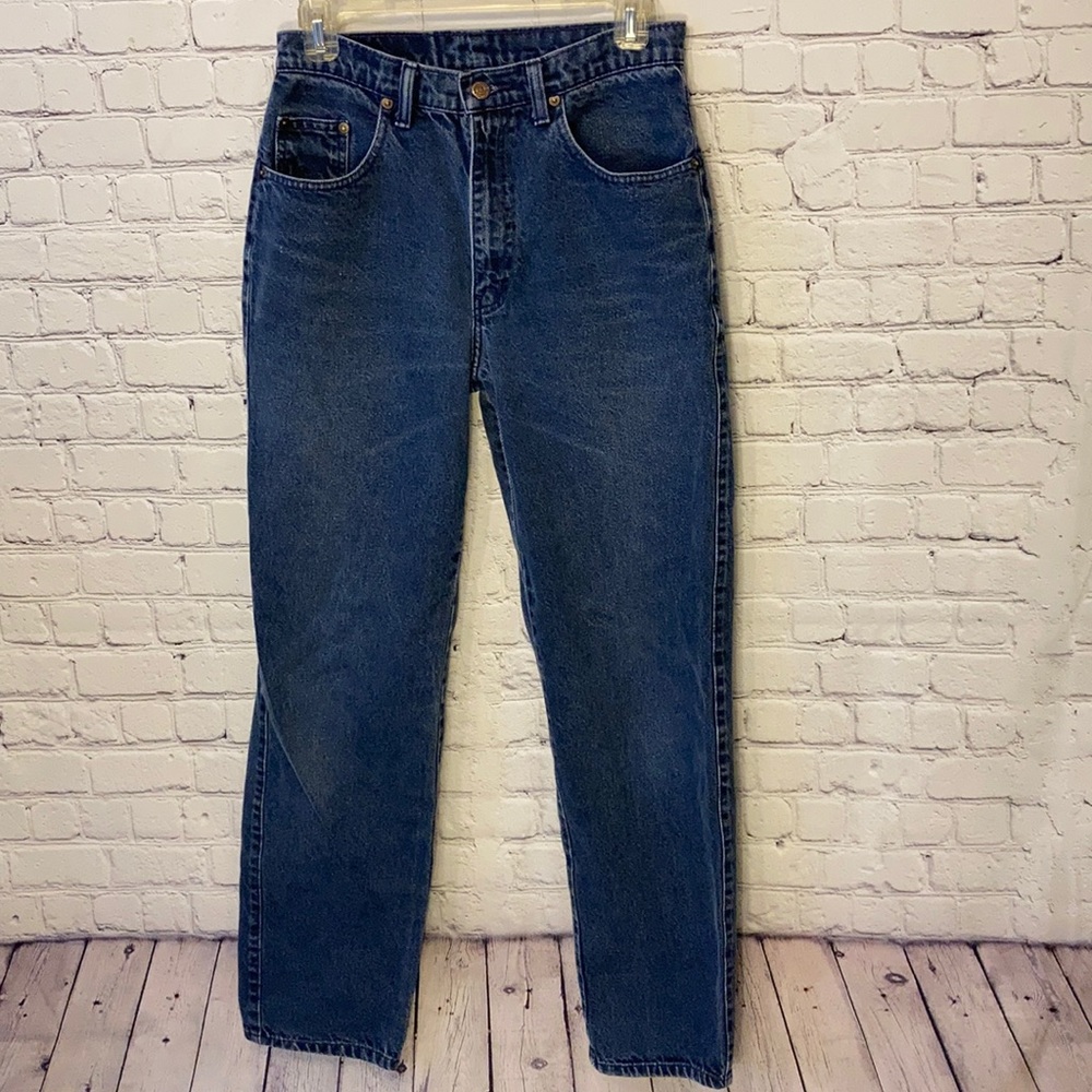 High Rise Blue Zone Mom Jeans Size 30/32 Dark Wash Vintage PM3972 - Picture 6 of 9